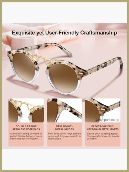 Acetate Polarized Sunglasses Retro Round Small Face Women